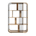 Moderne boekenplank met metalen en houten elementen
