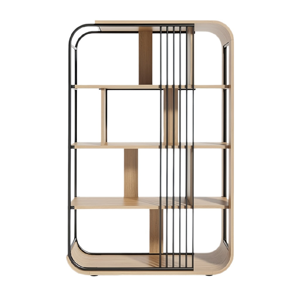 Moderne boekenplank met metalen en houten elementen
