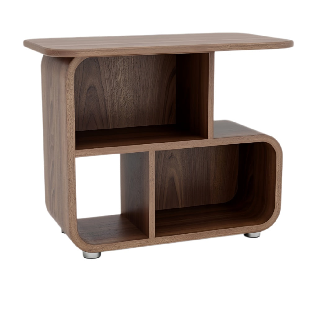 Moderne houten bijzettafel met opbergruimte