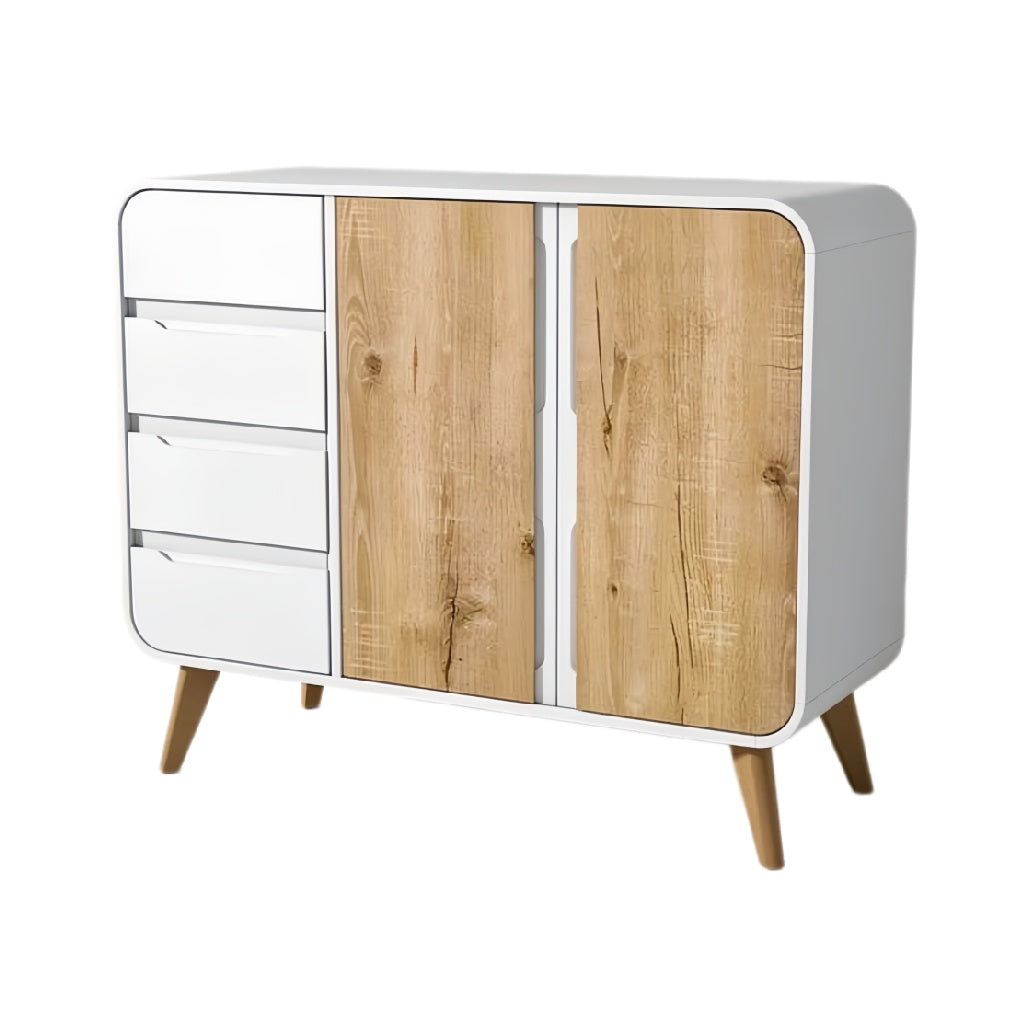 Moderne kast met witte en houten afwerking